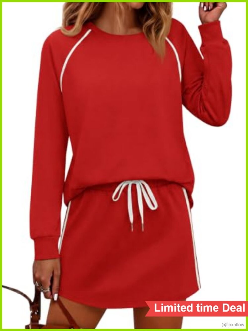 Women's 2 Piece Skirt Set Athletic Tennis Outfit Long Sleeve Skort